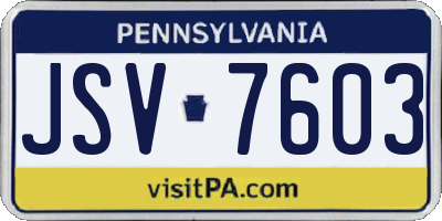 PA license plate JSV7603