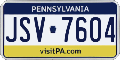 PA license plate JSV7604