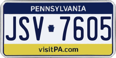 PA license plate JSV7605