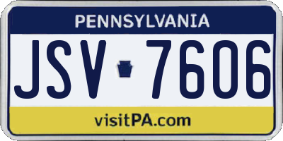 PA license plate JSV7606