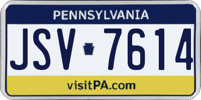 PA license plate JSV7614