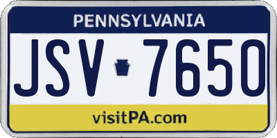 PA license plate JSV7650