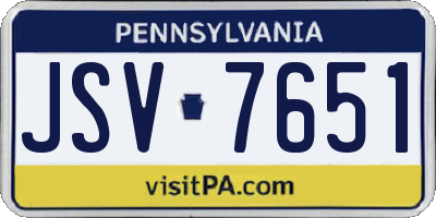 PA license plate JSV7651