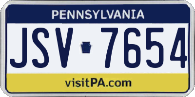 PA license plate JSV7654