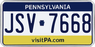 PA license plate JSV7668