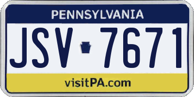 PA license plate JSV7671