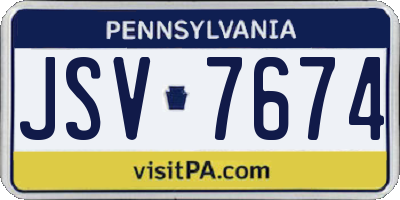 PA license plate JSV7674