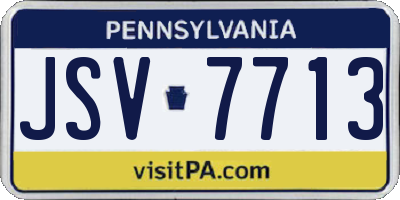 PA license plate JSV7713