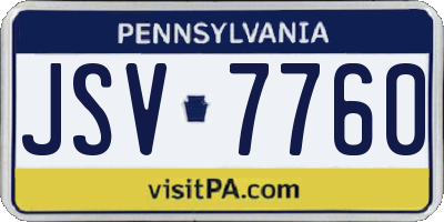 PA license plate JSV7760