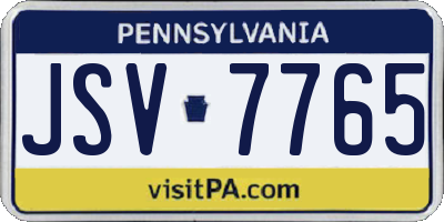 PA license plate JSV7765
