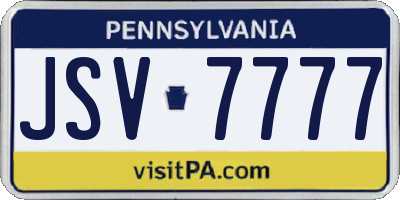 PA license plate JSV7777