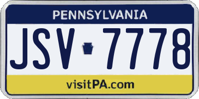 PA license plate JSV7778