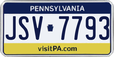 PA license plate JSV7793