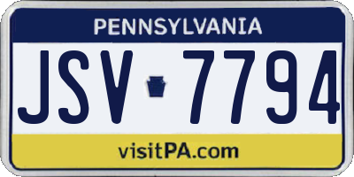 PA license plate JSV7794