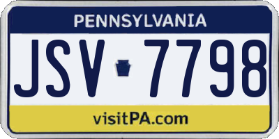 PA license plate JSV7798