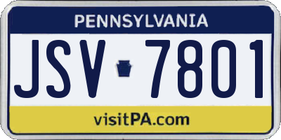 PA license plate JSV7801