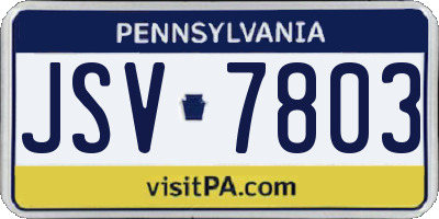 PA license plate JSV7803