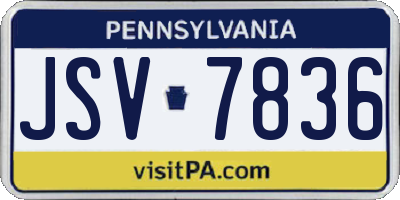PA license plate JSV7836