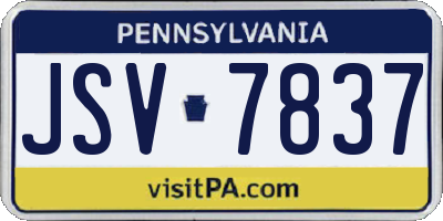 PA license plate JSV7837