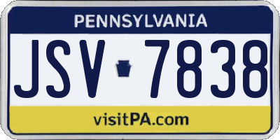 PA license plate JSV7838
