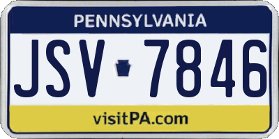 PA license plate JSV7846