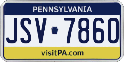 PA license plate JSV7860