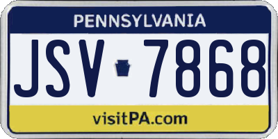 PA license plate JSV7868