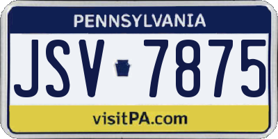 PA license plate JSV7875