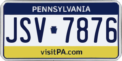 PA license plate JSV7876