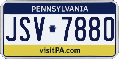 PA license plate JSV7880
