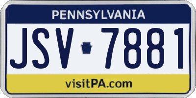 PA license plate JSV7881