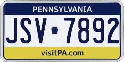 PA license plate JSV7892