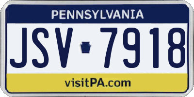 PA license plate JSV7918