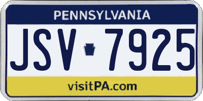 PA license plate JSV7925
