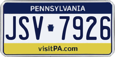 PA license plate JSV7926