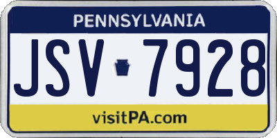 PA license plate JSV7928