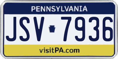 PA license plate JSV7936