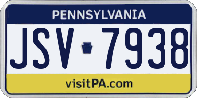 PA license plate JSV7938