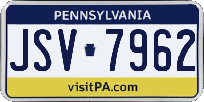 PA license plate JSV7962
