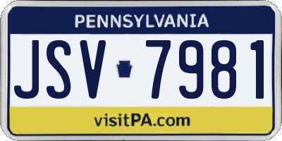 PA license plate JSV7981