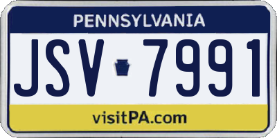 PA license plate JSV7991