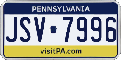 PA license plate JSV7996