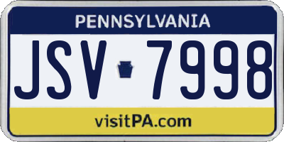 PA license plate JSV7998