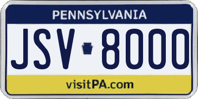 PA license plate JSV8000