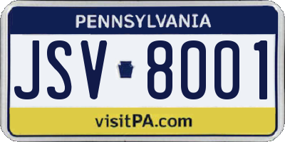 PA license plate JSV8001