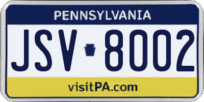 PA license plate JSV8002