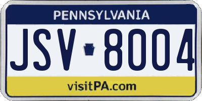 PA license plate JSV8004
