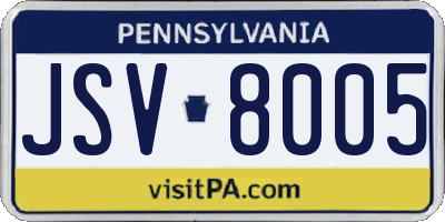 PA license plate JSV8005