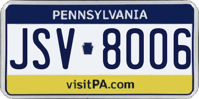 PA license plate JSV8006