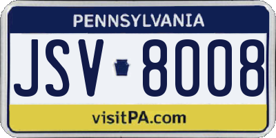 PA license plate JSV8008